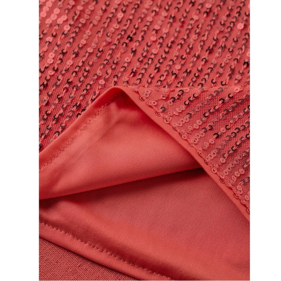 All Over Sequin Red V-Neck Cami Top - Picture 4 of 5